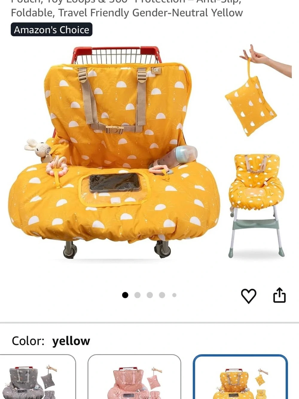 Bundle JJ Cole grey car seat cover and Yellow shopping card cover